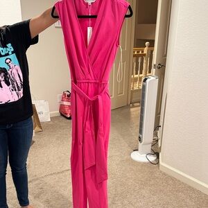 Trina Turk- Vibrant Pink Sleeveless Jumpsuit